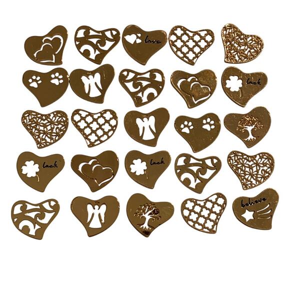 75-Piece Rose Gold Metal Heart 22mm Floating Locket Jewelry Making Supplies - Picture 3 of 6